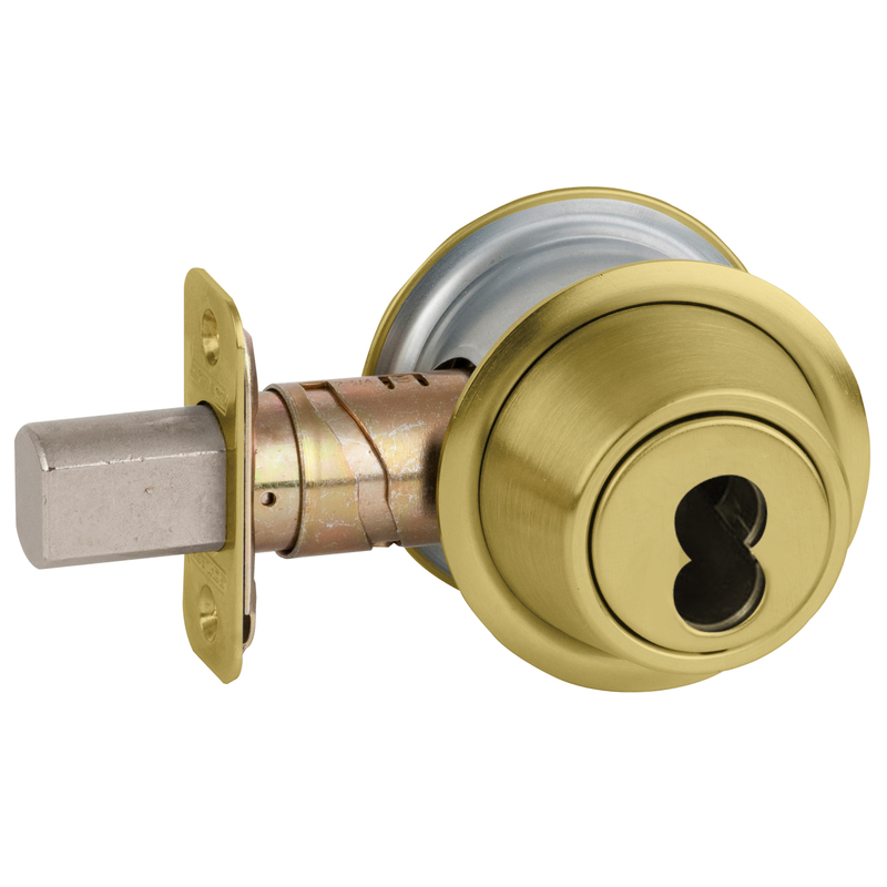 Schlage Single Cylinder Satin Brass Single Cylinder Deadbolt in the  Deadbolts department at